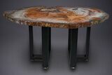 Wide Brilliant Red-Orange and White Petrified Wood Table #382226-2